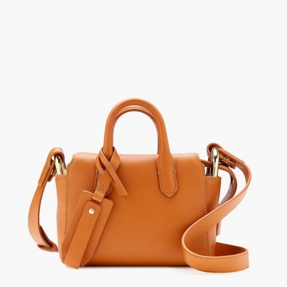J.Crew - Harper Mini Satchel in Italian Leather |  Burnished Pecan Brown - Picture 13 of 14